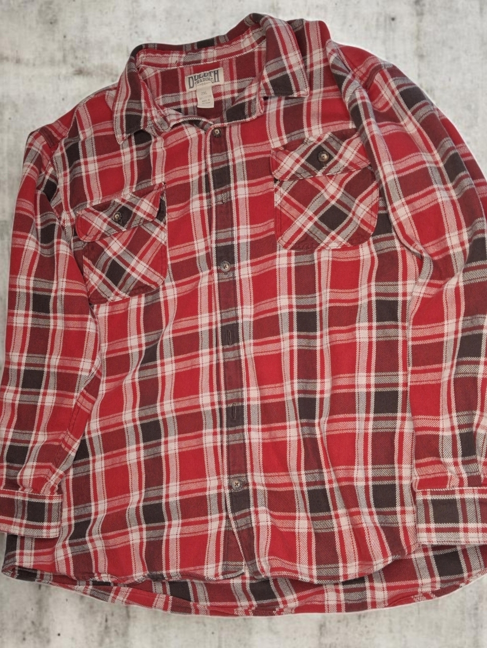 Duluth Trading Co Heavyweight Flannel Shirt Men's 2XL Red Plaid Workwear Outdoor